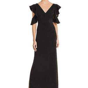 Laundry Black Ruffled Cold-Shoulder Formal Dress